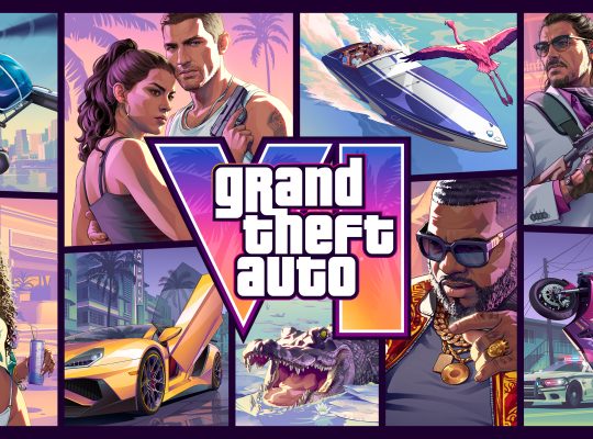 GTA 6 official cover art featuring Jason and Lucia in Vice City