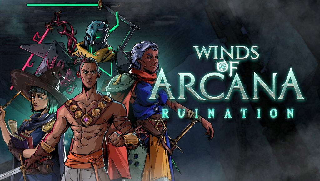 Winds of Arcana Ruination artwork showing protagonist Aryn wielding magic in a fractured fantasy world